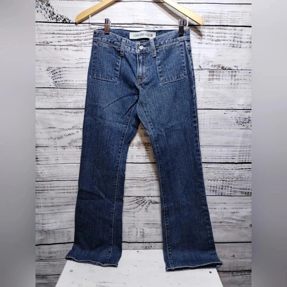 Gap Denim Jeans Medium Blue Y2K 2002 size 2R Long Lean Pockets Flare - Picture 1 of 7